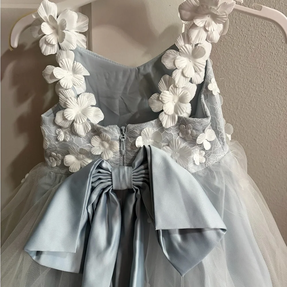 Azazie Celia Mist A-Line Lace Tulle Formal Dress Size 3 - Picture 7 of 9